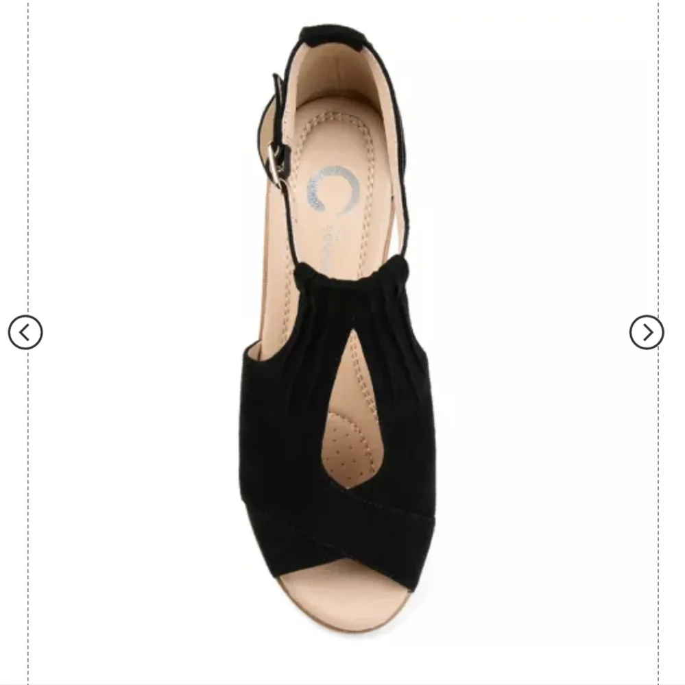 Journee collection black Kedzie Tru Comfort Foam Buckle Open Toe Wedge - Picture 5 of 6